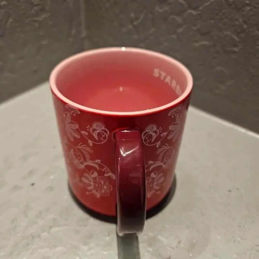 Starbucks 2022 Holiday Woodland Lace Red Ceramic Coffee Mug